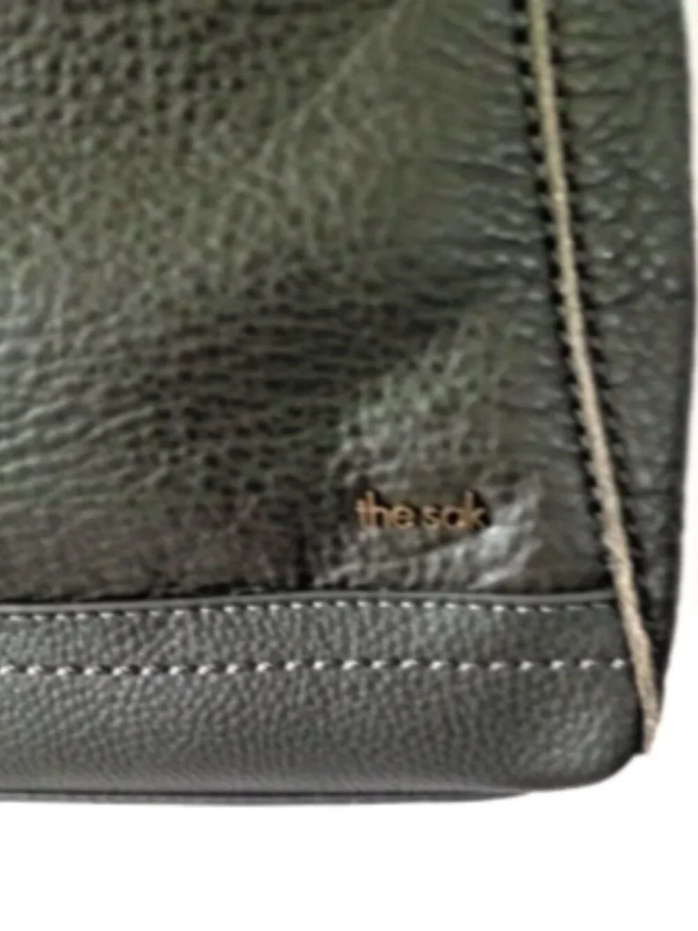 The Sak Brown Leather Crossbody Bag Woven Strap Zip Top Charm Pockets
